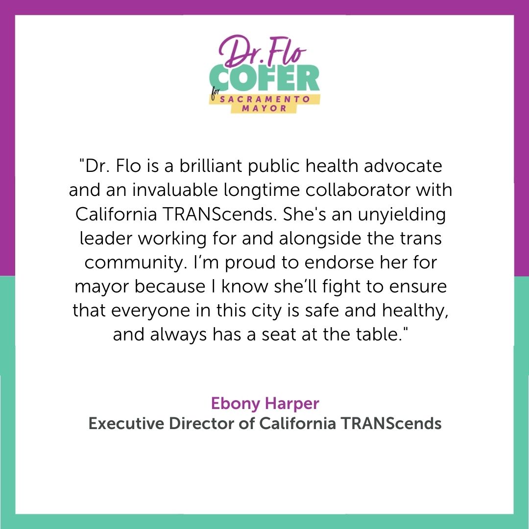 Flo4Sacramento's tweet photo. Our campaign is incredibly honored to earn the support of Ebony Harper, Executive director of California TRANScends. Thank you for the work you do to improve the lives of all transgender Californians. 🫶🏿💜🌈
https://t.co/iCCmBdFs5K
#MoreIsPossible
#GoWithTheFlo
#Flo4Mayor https://t.co/hnfQdLoDNS