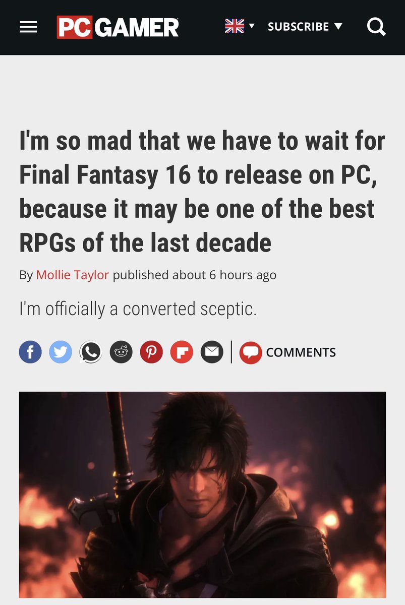 “I'm so mad that we have to wait for Final Fantasy 16 to release on PC, because it may be one of the best RPGs of the last decade” - PC Gamer

PCMR peeps can have the most cutting edge Graphics card and a super expensive rig to handle 4K120, 

but welp🥶

 pcgamer.com/im-so-mad-that…
