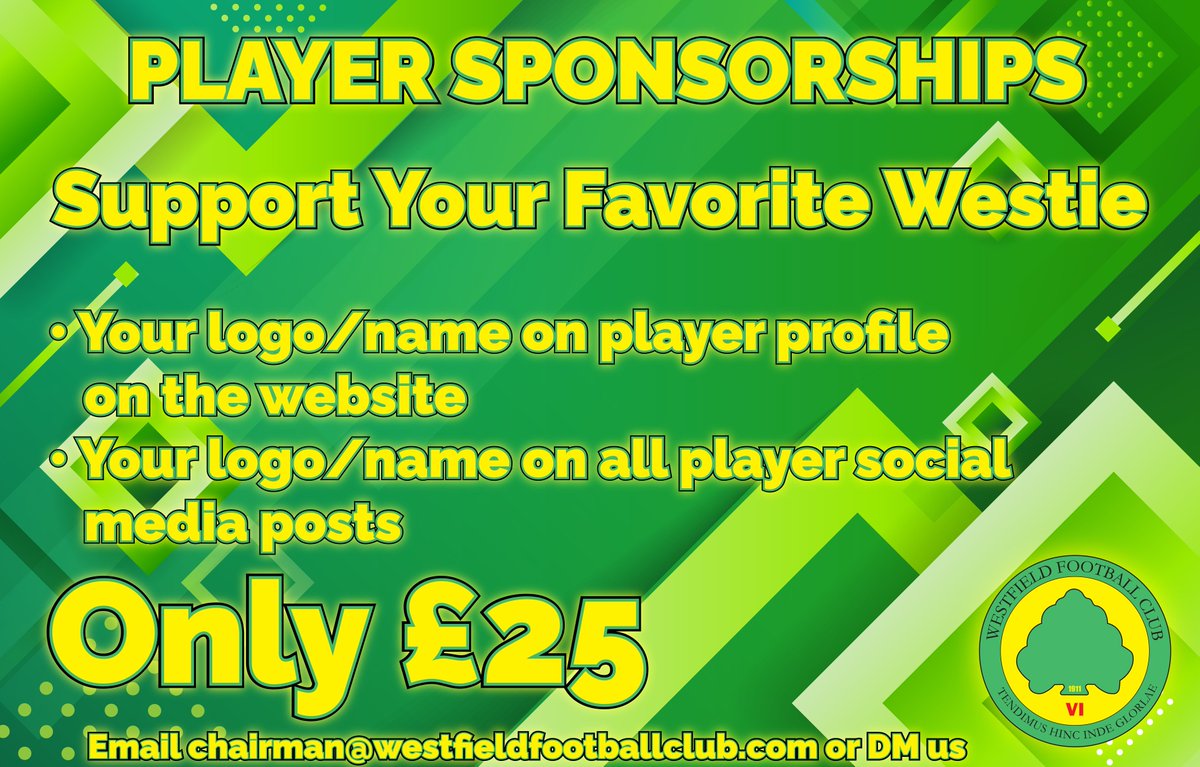 We are pleased to announce that Player sponsorships are open for the 2023/24 season! 

#westies @SteveCook28 #grassrootsfootball #localfootball #eastsussex @midsussexleague #Nonleaguefootball #nonleague