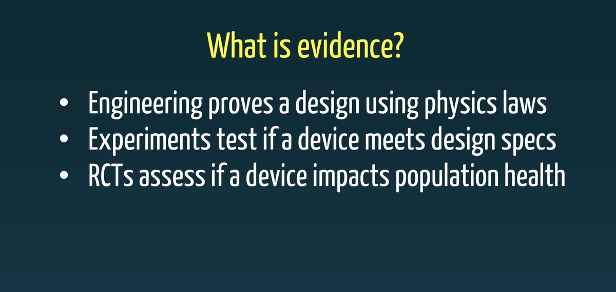 What is evidence? An article @sciam compares engineering and public health. scientificamerican.com/article/masks-… It argues that the EBM pyramid is meaningless for designing protective devices. Different questions are being asked. A slide from @C2E2News journal club 👇🏻 @AlfredoMorabia