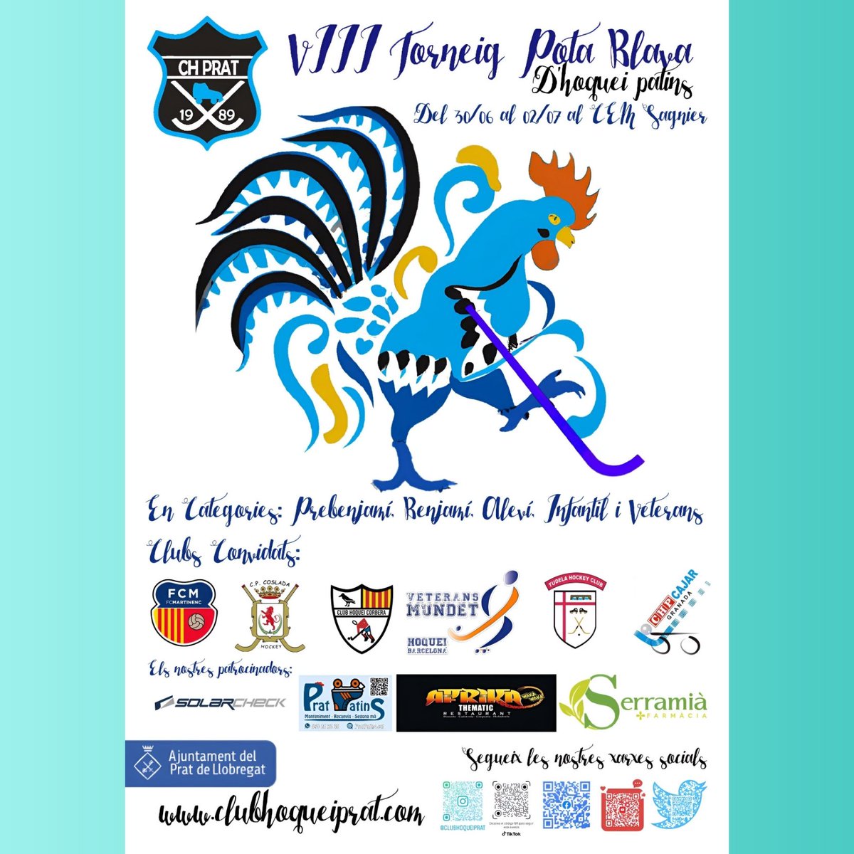 Del dia 30 de juny al 2 de juliol es disputarà el VIII Torneig Pota Blava, aquest any els clubs convidats són: @tudela_hockey_club <a href="/patincajar/">Patín Cájar</a>
@hockeycoslada @hqmartinenc <a href="/chcorbera/">chcorbera</a> Club Hoquei Mundet veterans.
l'Informacio del torneig a la web del club
clubhoqueiprat.com
