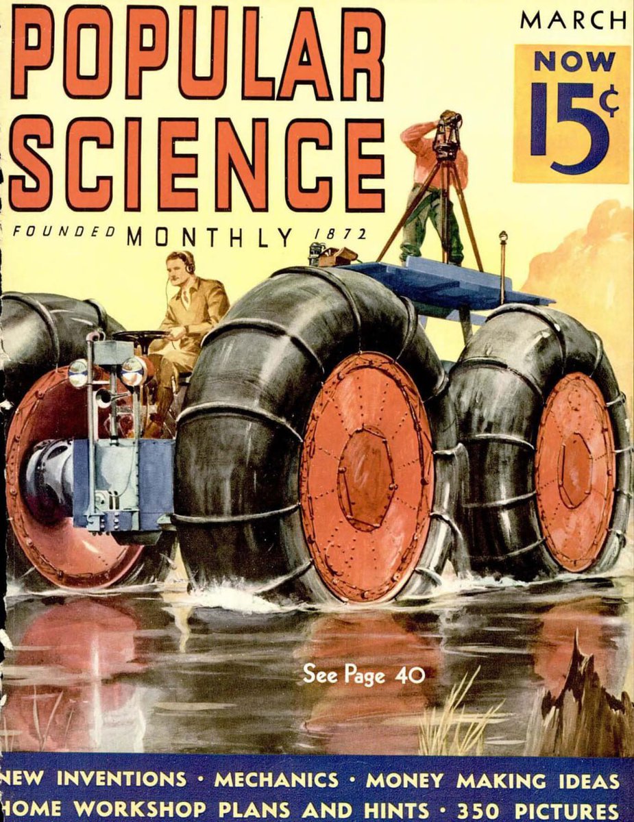 1937 Popular Science Magazine. The American oil exploration vehicle is pictured. #PopularScience #magazine #нефть #oil #1930s #1930е