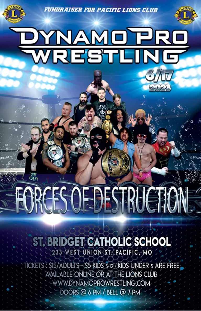 Last chance to get your tickets in advance for 7/17 in Pacific.
Online ticket sales end tonight at 12am.
dynamoprowrestling.bigcartel.com