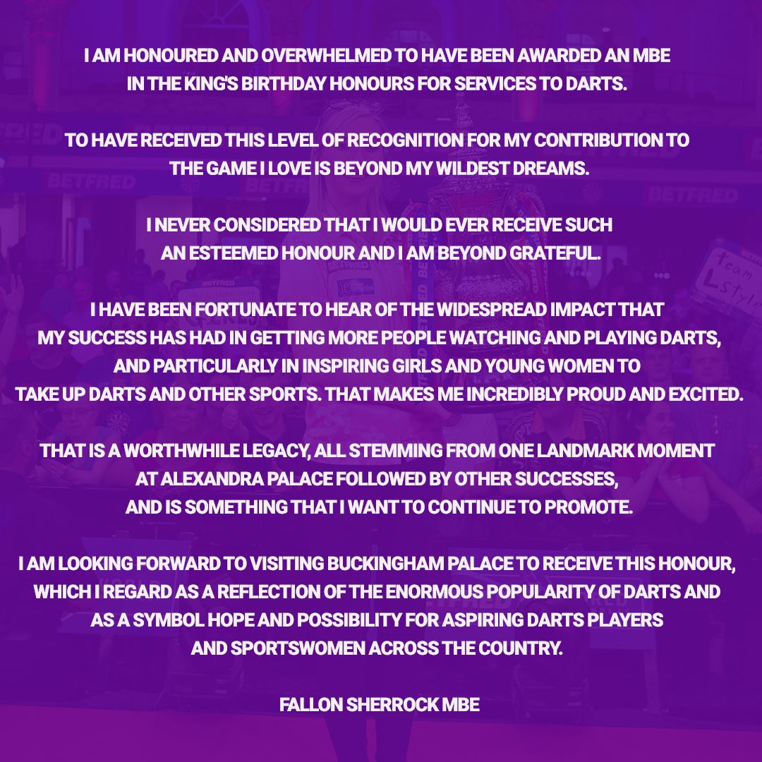 Fallon Sherrock MBE tweet media