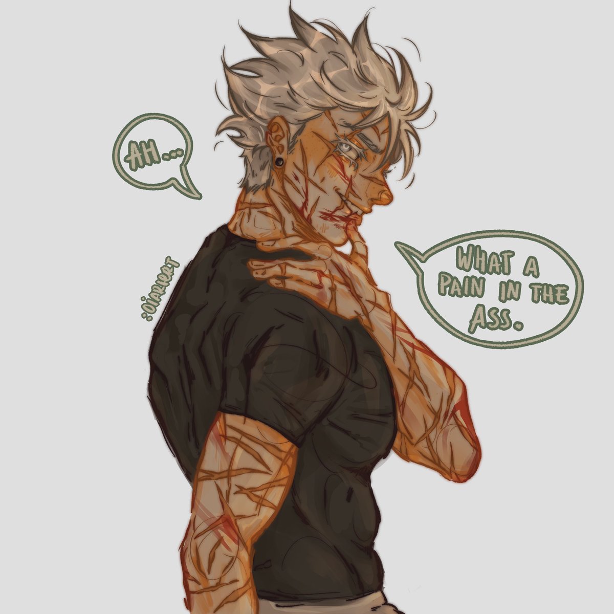 “hes so hot” and it’s a man covered in scars and blood — #JJK226 #GojoSatoru