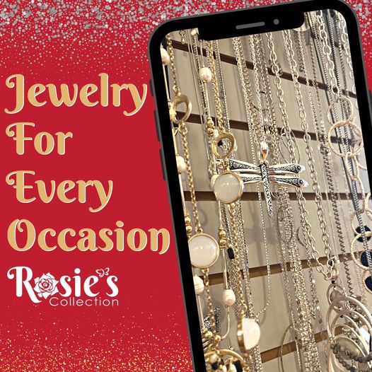 Rosie's has jewelry for every occasion! From timeless pieces with bling to statement necklaces for every outfit - we have something for you. Visit us to add some sparkle to your day! 
rosiescollection.com
#RosiesCollection #confidence #jewelry #shoplocal #boutiquestyle