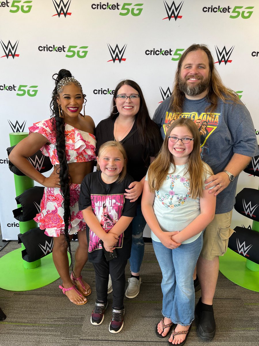 @BiancaBelairWWE @Cricketnation Thank you so much for making my girls’ whole year! You are delightful and as I told you up there, an all time great already. We’ll be yelling for you tonight!!!! EST baby!!!!!!