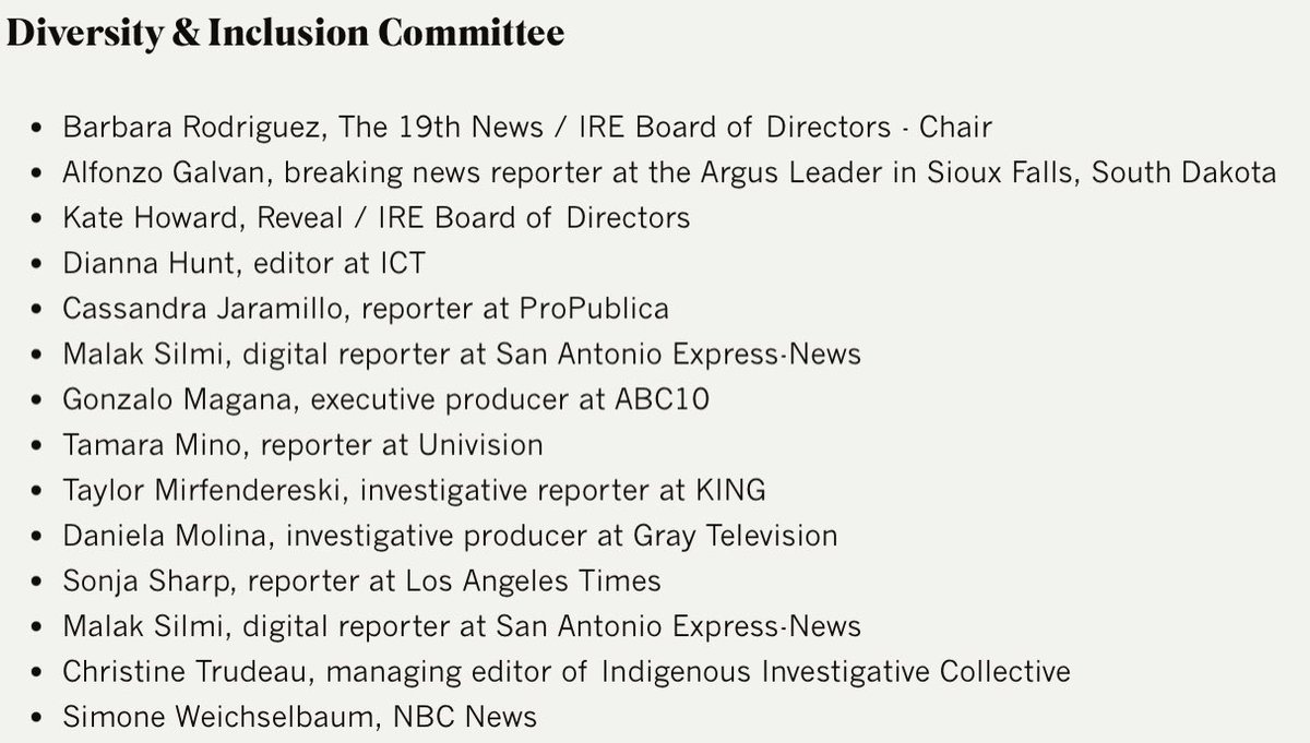 @IRE_NICAR Thank you to @bcrodriguez, the other members of the @IRE_NICAR Board’s Diversity & Inclusion Committee and the dedicated staff who worked on this important statement! Appreciate you seeing it through for the future of our organization! #IRE23