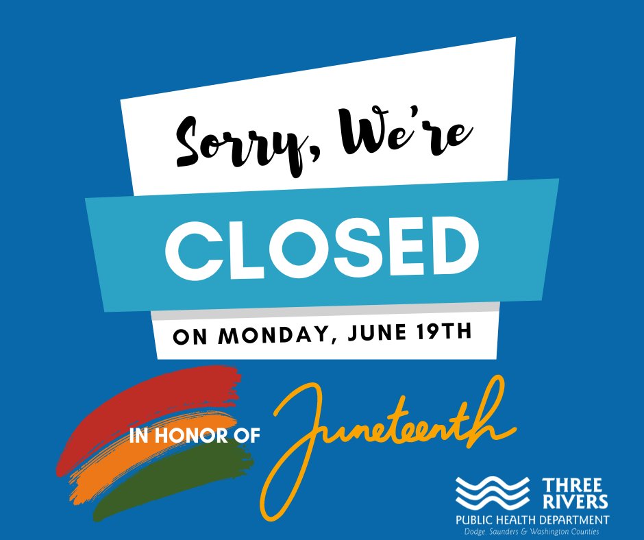 Three Rivers will be closed on Monday, June 19th. Thank you for understanding.
We will be open on Tuesday, June 20th, from 7:30 AM - 4:30 PM.
