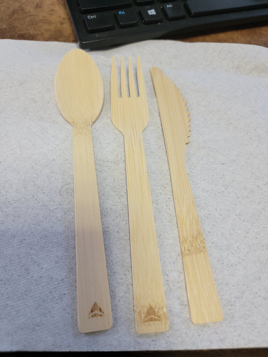 While looking for silverware at work I came across these abominations.

Listen I'm all for eco friendly but my autistic ass was immediately WOOD. NO. NO IN MOUTH. BAD FEEL.