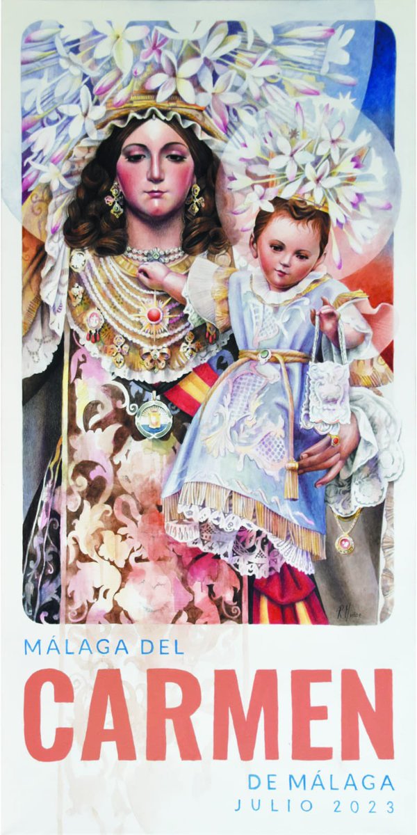 Cartel del <a href="/CarmenPerchel/">Carmen del Perchel</a> 2023, obra de Rafael Muñoz Granados. #GloriasMLG #CofradíasMLG