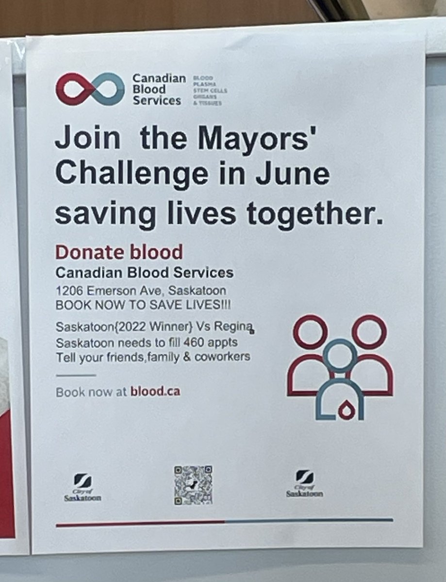 Time to give blood, #yxe ! #mayorschallenge