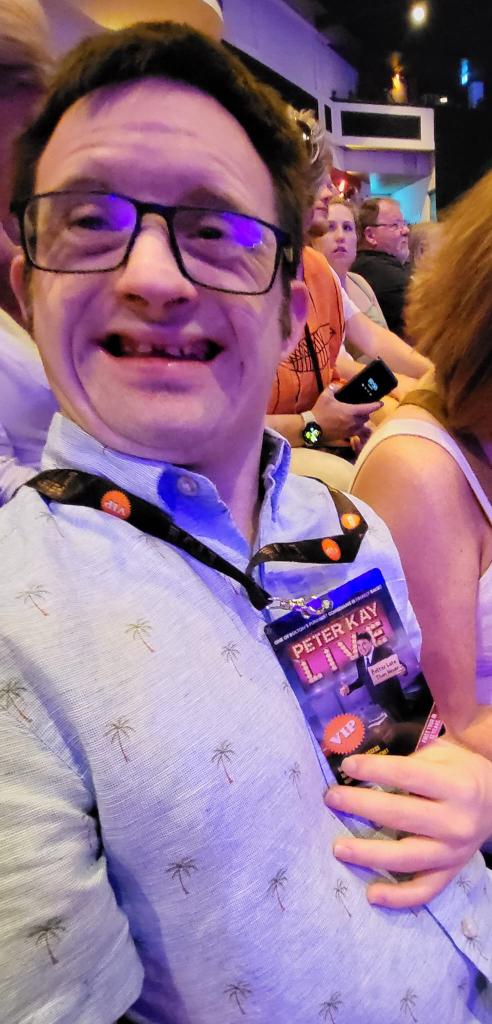 ginfrancam's tweet photo. @peterkay_co_uk you made this young man's night tonight. You gave him a hug as you passed by. Your No1 fan hasn't stopped smiling. Thanks a million! Great show. So good to have you back in the room https://t.co/JAPS3xXPLK