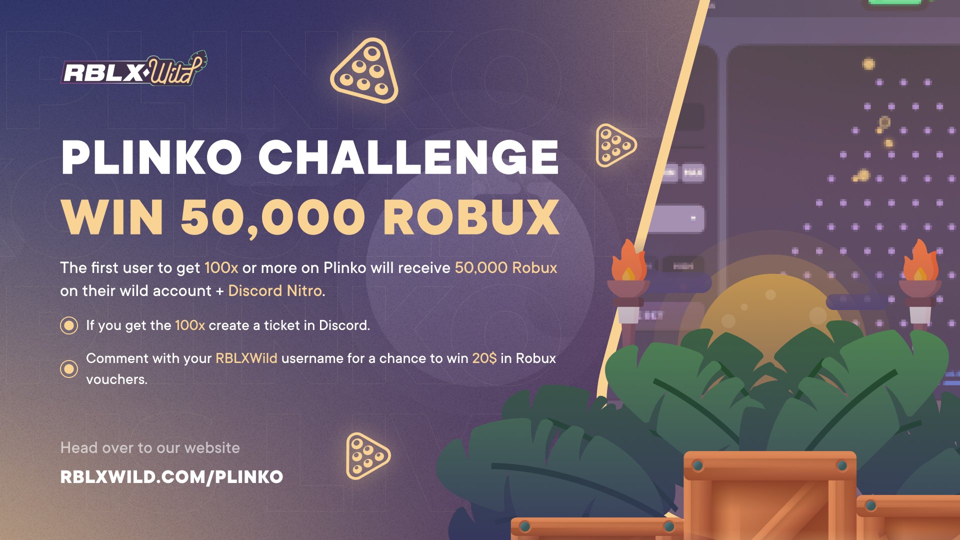 RBLXWild on X: Plinko challenge 🎳 The first user to get 100x or