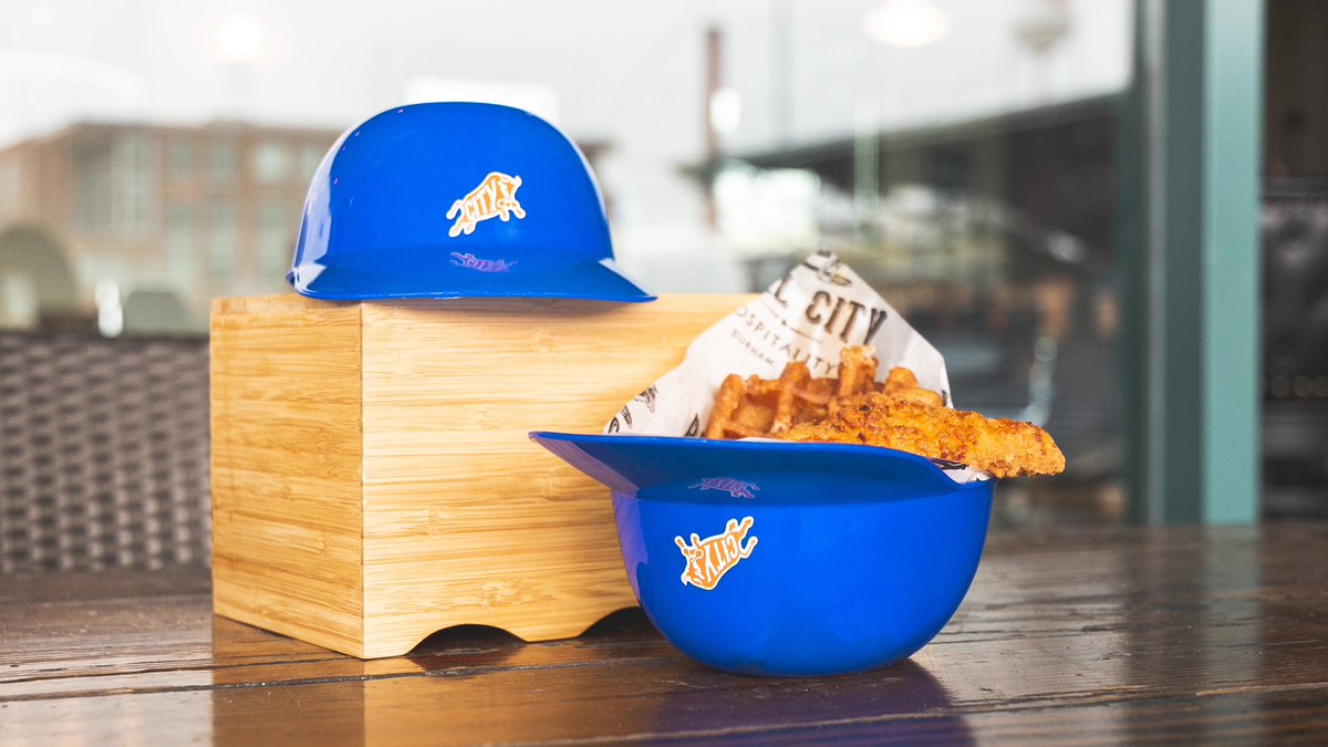 BallparkDave's tweet photo. @DurhamBulls right field bbq stand come and try our souvenir helmet of Chicken and waffles. https://t.co/hcQhPoXbwu