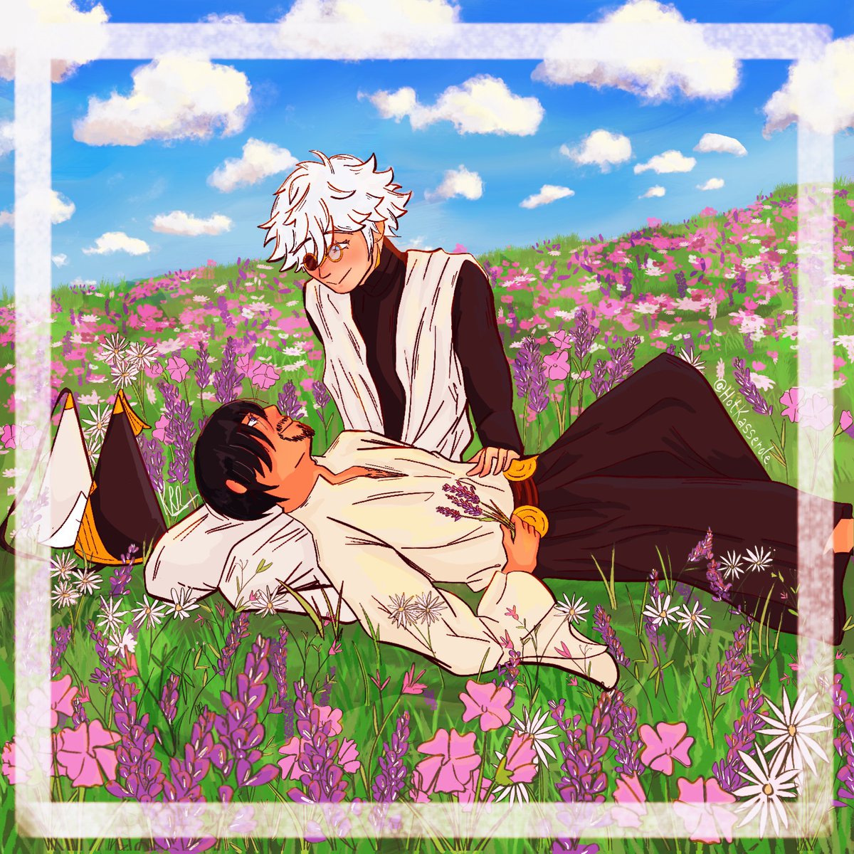 In each other’s company after a day in a meadow, you are still the most beautiful thing here 🪻

Day 6 - flowers 
#Δ帽子 #orufreyweek2023