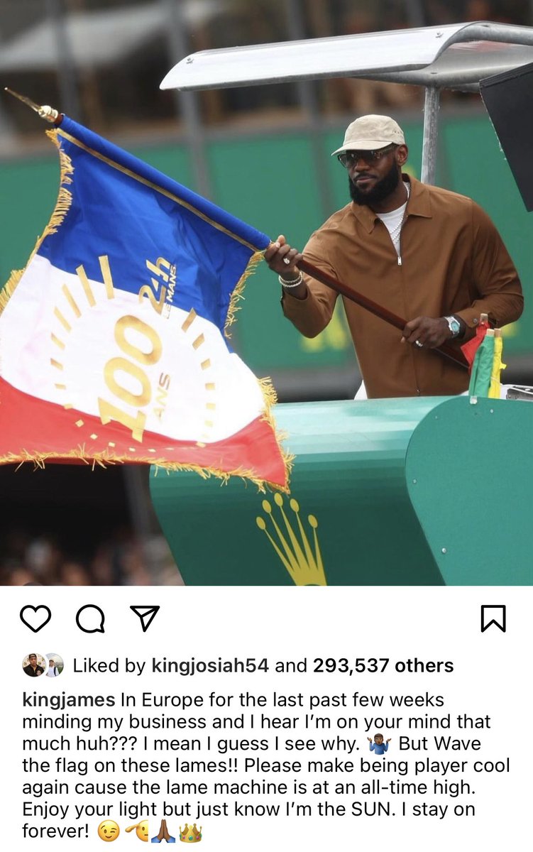LeBron on IG: “Enjoy your light but just know I’m the SUN. I stay on forever.”