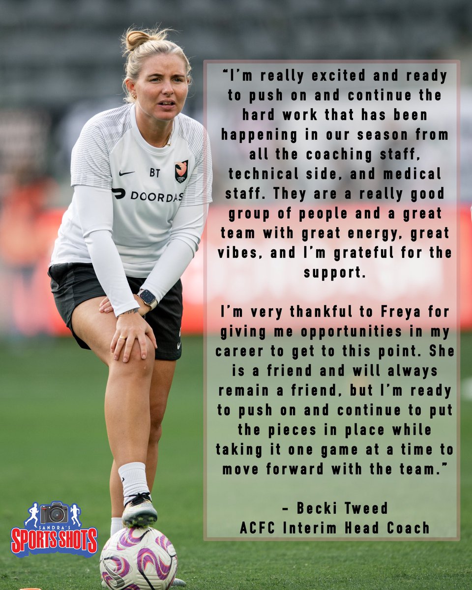 Sandras_SportsS's tweet photo. ACFCβs Interim Head Coach, Becki Tweed, taking one game at a time and moving forward.
@BeckiTweed @weareangelcity
#ACFC #WeAreAngelCityFC #Volemos #makehistorywithus #NWSL #womenssportsphotographers #CaptureShowcaseSupportEmpower https://t.co/PIs3fenets