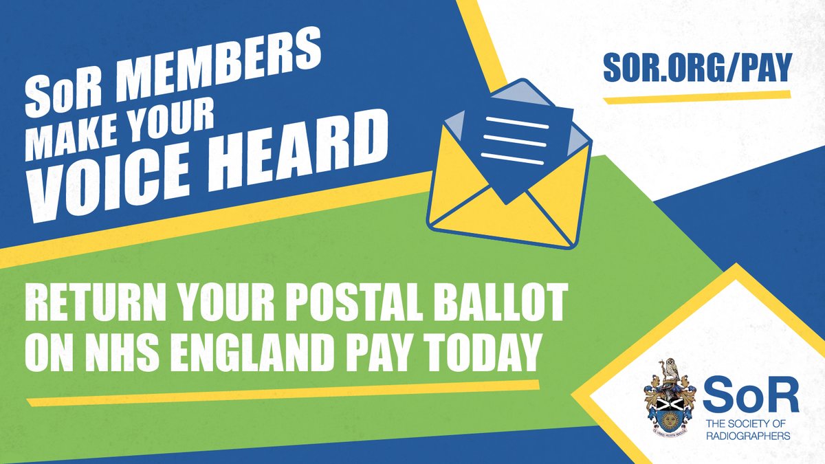 This ballot is for our members working for the NHS in England under the Agenda for Change pay terms and conditions.

🗳️ #radiographers : Return your ballot today!

#NHSStaff #NHSPay #GetSerious #FairPay #NHSCrisis