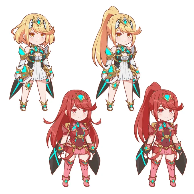 髪型取り換え遊び(ΦωΦ) #ゼノブレイド2 #ホムラ #ヒカリ #デフォルメ 