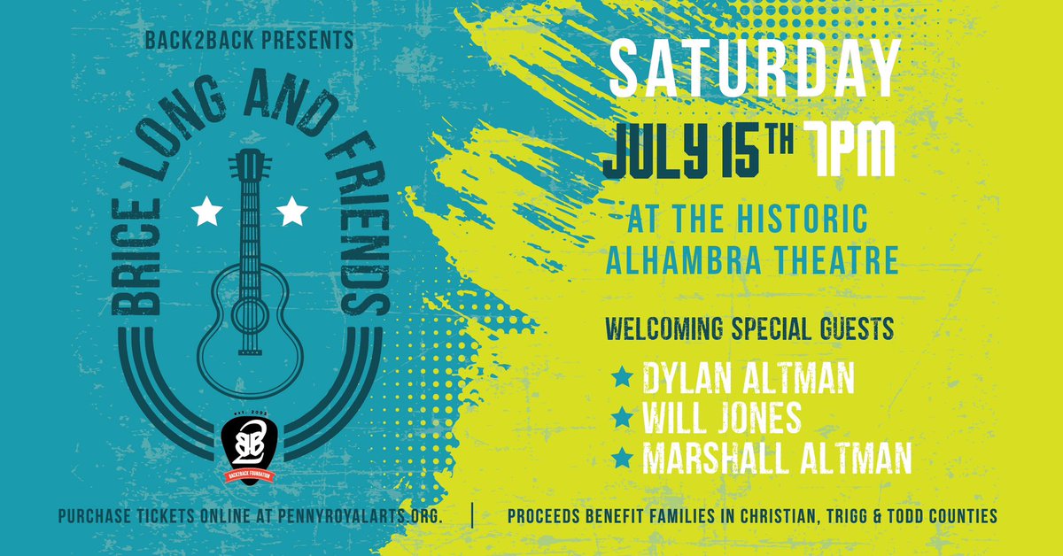 Bring Long (@BriceLongSongs) is bringing some friends to the historic Alhambra Theatre on 7/15, for his Back2Back Foundation Benefit Concert! Check out my interview from last year, and get tickets for this year’s show NOW! 🎙️ youtu.be/SI7l3rjpEfQ 🎟️ pennyroyalartscouncil.ticketspice.com/brice-long-fri…