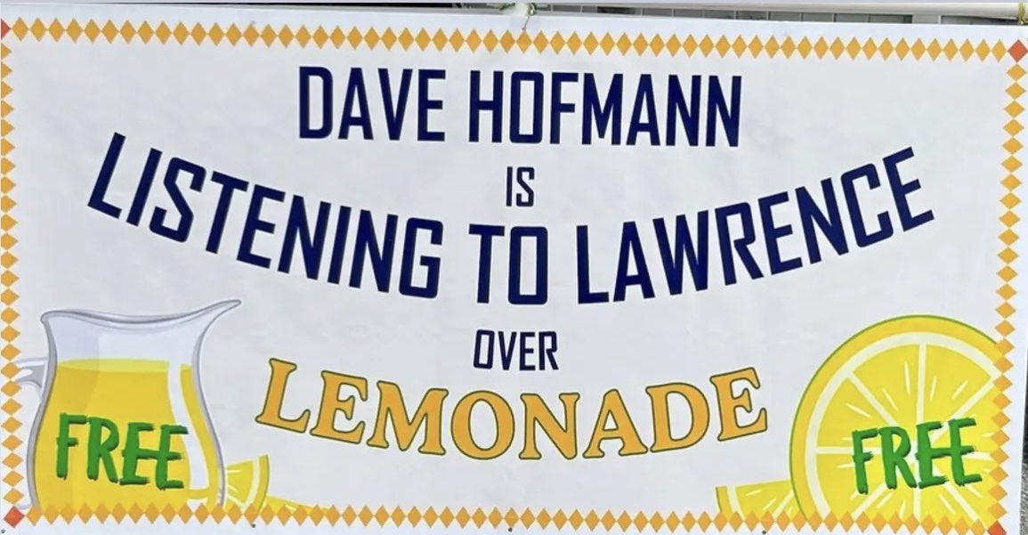 WHAT BETTER GIFT FOR DAD THAN A NICE GLASS OF LEMONADE?

Please join us for this Sunday’s “Listening to Lawrence over FREE Lemonade” stand. It will be at 5401 Bogey Drive (in the Winding Ridge community) from noon-3pm! (June 17). No rain is expected this time!!