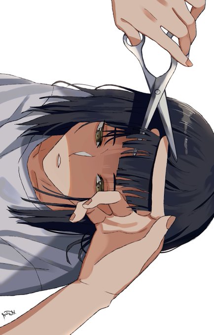 「cutting hair holding scissors」 illustration images(Latest)