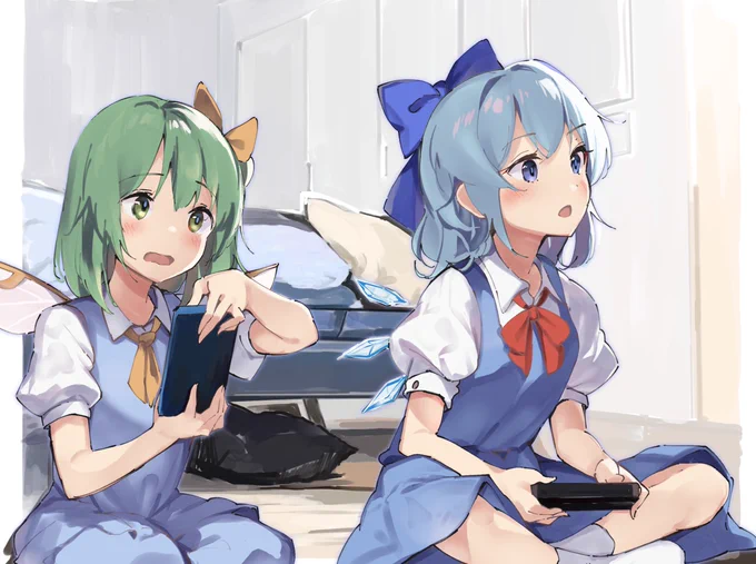 ゲームするチルノさんと大妖精さん
