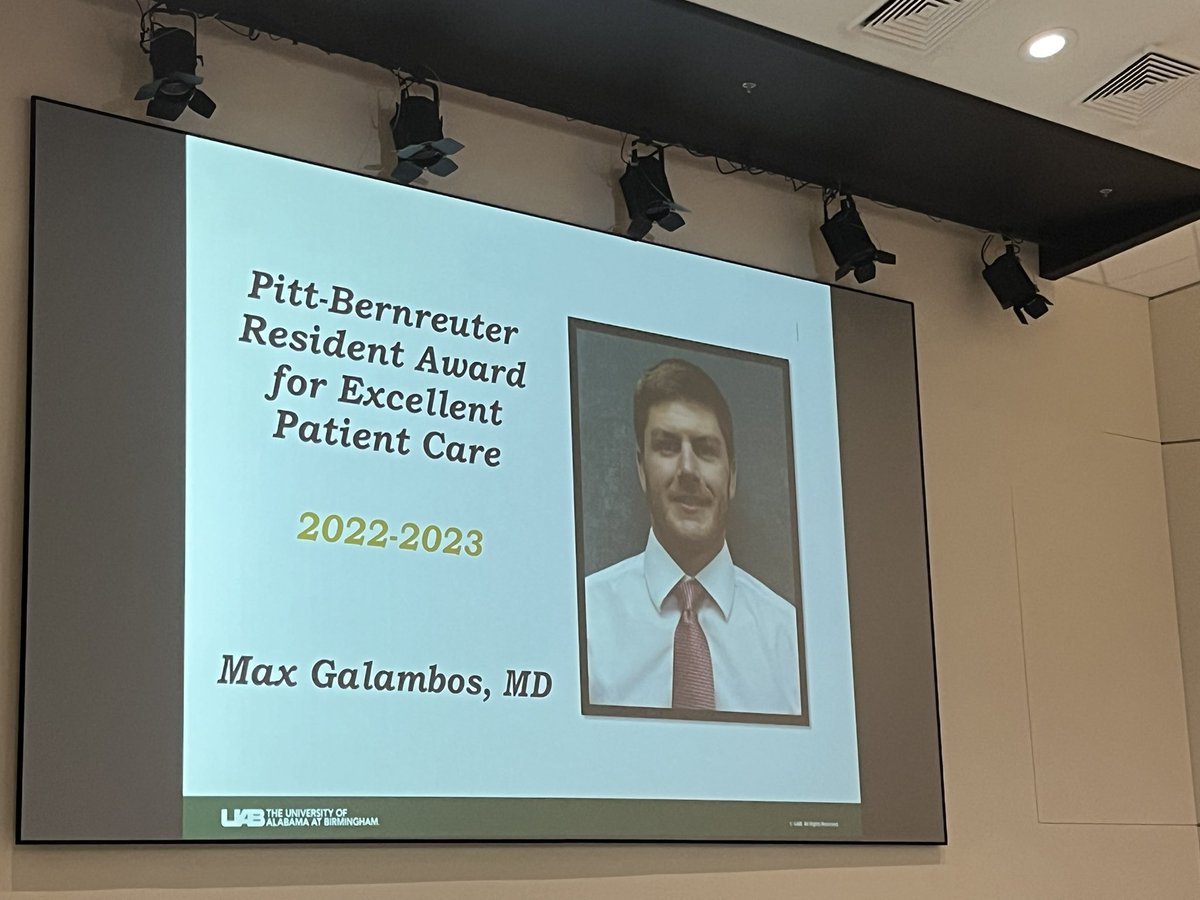 Great afternoon and evening @UABRadiology celebrating our graduating residents. Awesome to see PGY5 #IRad resident Max Galambos win the Department’s Excellence in Patient Care Award!