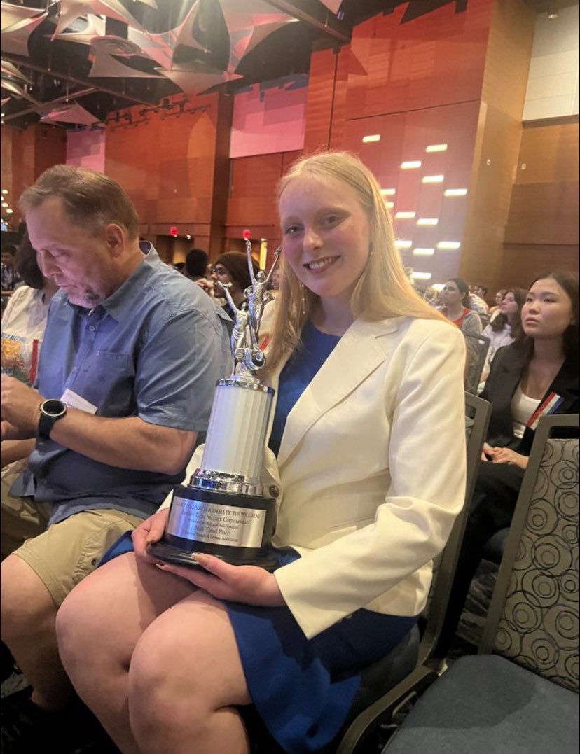 Carmen is officially 3rd in the nation in Extemp Commentary. Carmen ends her career as Grain Valley Highs first State Champion and first National finalist. 🎉🎉🎉