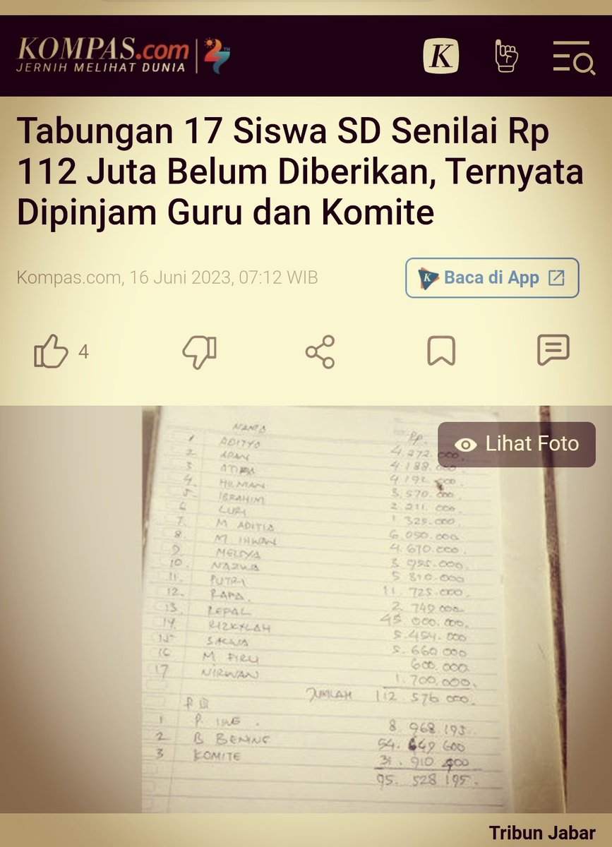 WagimanDeep212_'s tweet photo. Tabungan murid dipake bancak'an guru dan komite sekolah?...
Bijimana critanya guru yang sudah pensiun pun bisa pinjam tabungan para murid 54jt..ckckck
Emang pada ijo matanya klo liat duit

https://t.co/e7UjpJmmqh https://t.co/DBxYWR0x2E