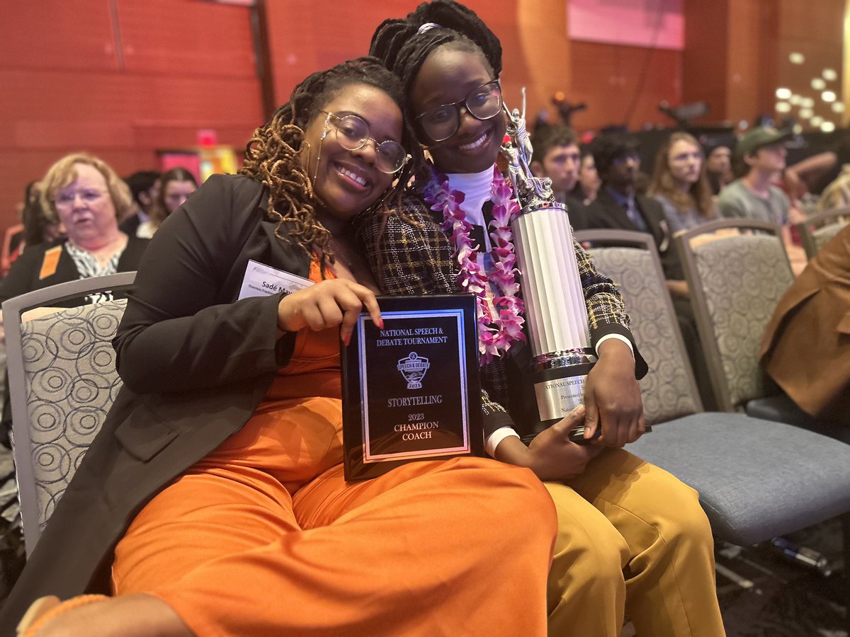 RucinskiBrian's tweet photo. TF North is officially home to two National Champions from the National Speech and Debate Tournament in AZ!!! Christiana in Storytelling AND Destinee in Poetry Reading!! So proud of Coach May, Coach Posley, and the students who have all put in countless hours of work! #TruNorth https://t.co/50dl8HFzsL