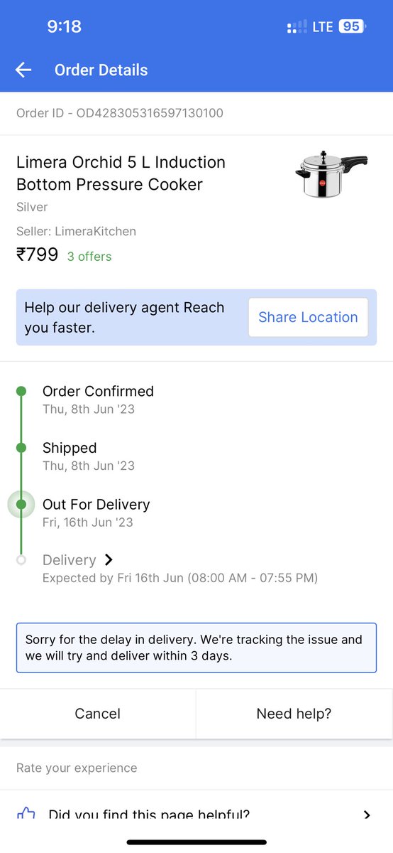 traders7thsense's tweet photo. Order a product from flipkart 15 days ago it was shipped and then cancelled ordered again now it has reached to my nearest hub yet not able to deliver although delivery date has passed and tracking id of courier company is showing no data of product #flipkart @flipkartsupport https://t.co/OeLqBpFoQv