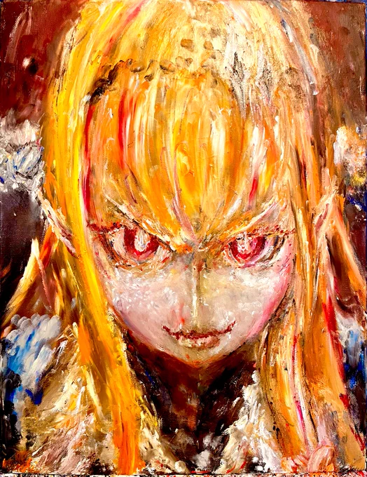 誕生日にやたら、イカついんですがこちらを  oilpainting    燃ゆる(burning)  いつまでも燃え滾る龍あれ そんな想いで!描かせていただきました!  Happy birthday!!Coco会長!!  #みかじ絵 #桐生ココ生誕祭2023