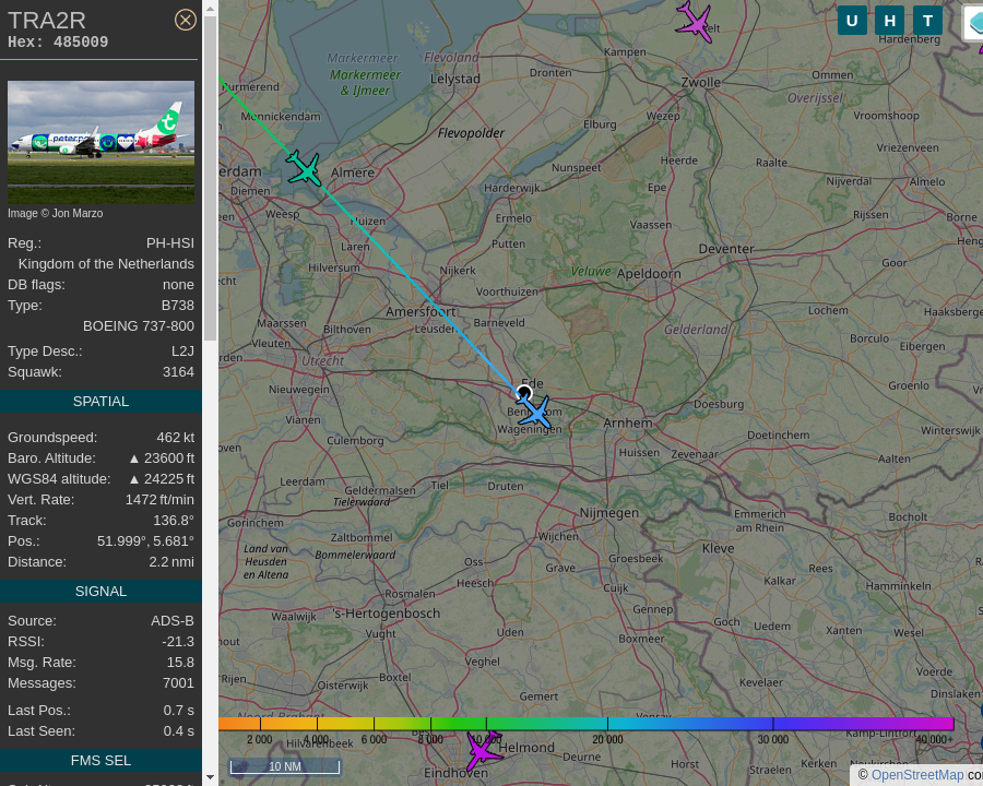 AboveEde's tweet image. #TRA2R : #AMS (Amsterdam) to #PVK (Preveza). 0.4 mi away @ 23225 ft and 84.2° frm hrzn, heading SE @ 546.3mi/h 05:49:17. #AfterHours #UpInTheClouds #FlyingFast #ADSB #dump1090