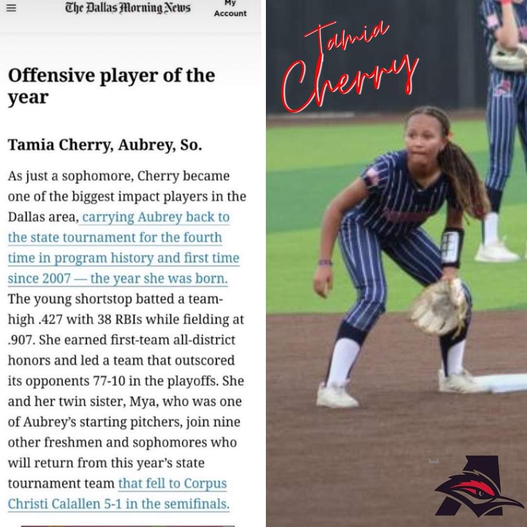 And the accolades keep coming for our #2 Tamia Cherry, who was named The Dallas Morning News Offensive player of the year!
#ladychapsoftball #oaat