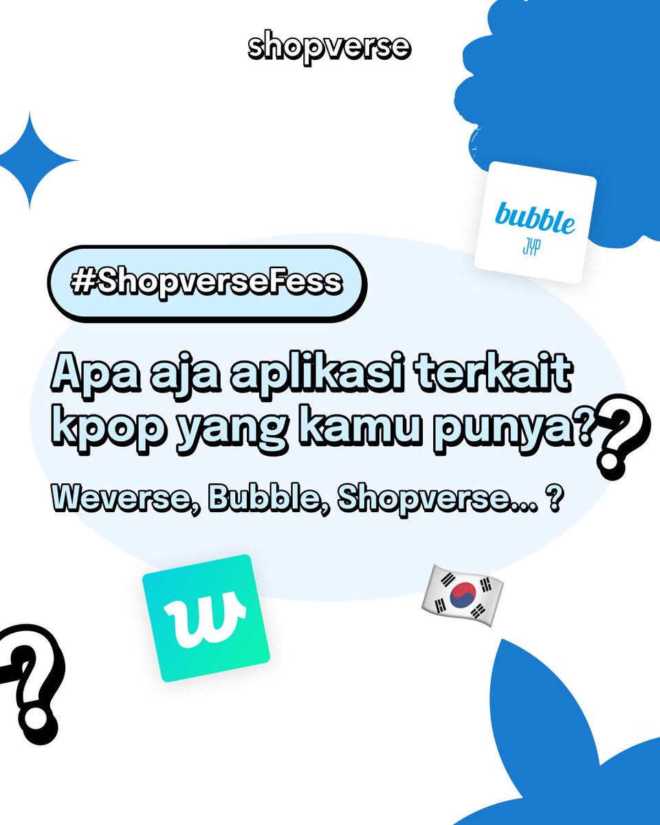 shopverse_id's tweet photo. #ShopverseFess 
Drop dong aplikasi tentang perKpop an yang Sisverse harus punyaaa nihh🤩

👉Bubble
👉Lysn
👉Shopverse app (Yu download di App/Playstore!)
👉apa lagi...?

#kpopmerch #kpopina https://t.co/I4PvdR0D8E