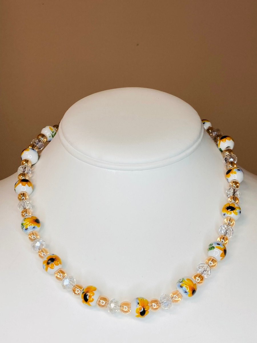 Excited to share the latest addition to my #etsy shop: Sunflower Necklace / Sunflower Beaded Necklace / Flower Beaded Necklace / Golden Beads / Flower Necklace / etsy.me/3XbLVle #unisexadults #handmadejewelry #sunflowerjewelry #sunflowernecklace #yellowsunflowe