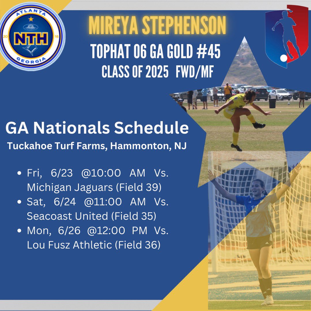 Mireya Stephenson (@45mireyas) on Twitter photo Cant wait to take the field at Nationals next week. Hope you’ll be there! <a href="/PrincetonWSoc/">Princeton WSoccer</a> <a href="/BrownU_WSoccer/">Brown Women's Soccer</a> <a href="/CULionsWSOC/">Columbia Women’s Soccer</a> <a href="/GatorsSoccer/">Gators Soccer</a> <a href="/DavidsonWSoc/">Davidson Women's Soccer</a> <a href="/VandySoccer/">Vanderbilt Soccer</a> <a href="/NUWSoccer/">Northwestern Soccer</a> <a href="/clemsonwsoccer/">Clemson Women's Soccer</a> <a href="/PennStateWSOC/">Penn State Women’s Soccer</a> <a href="/AuburnSoccer/">Auburn Soccer</a> <a href="/SLUWSoccer/">Saint Louis Women's Soccer</a> <a href="/NTH_Tophat/">NTH Tophat</a> <a href="/GAcademyLeague/">Girls Academy</a> Cant wait to take the field at Nationals next week. Hope you’ll be there! <a href="/PrincetonWSoc/">Princeton WSoccer</a> <a href="/BrownU_WSoccer/">Brown Women's Soccer</a> <a href="/CULionsWSOC/">Columbia Women’s Soccer</a> <a href="/GatorsSoccer/">Gators Soccer</a> <a href="/DavidsonWSoc/">Davidson Women's Soccer</a> <a href="/VandySoccer/">Vanderbilt Soccer</a> <a href="/NUWSoccer/">Northwestern Soccer</a> <a href="/clemsonwsoccer/">Clemson Women's Soccer</a> <a href="/PennStateWSOC/">Penn State Women’s Soccer</a> <a href="/AuburnSoccer/">Auburn Soccer</a> <a href="/SLUWSoccer/">Saint Louis Women's Soccer</a> <a href="/NTH_Tophat/">NTH Tophat</a> <a href="/GAcademyLeague/">Girls Academy</a>
