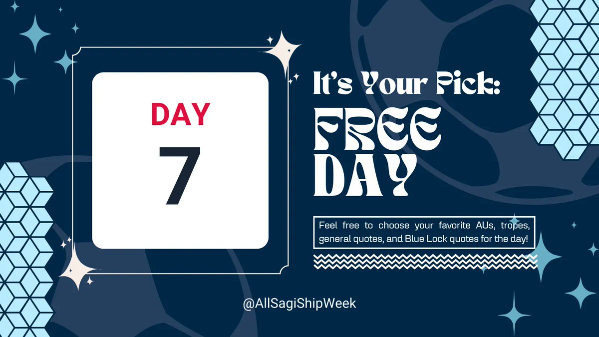 allsagishipweek's tweet photo. ⚽ DAY 7 PROMPTS ⚽ 

FREE DAY! https://t.co/QNfaBqtL70