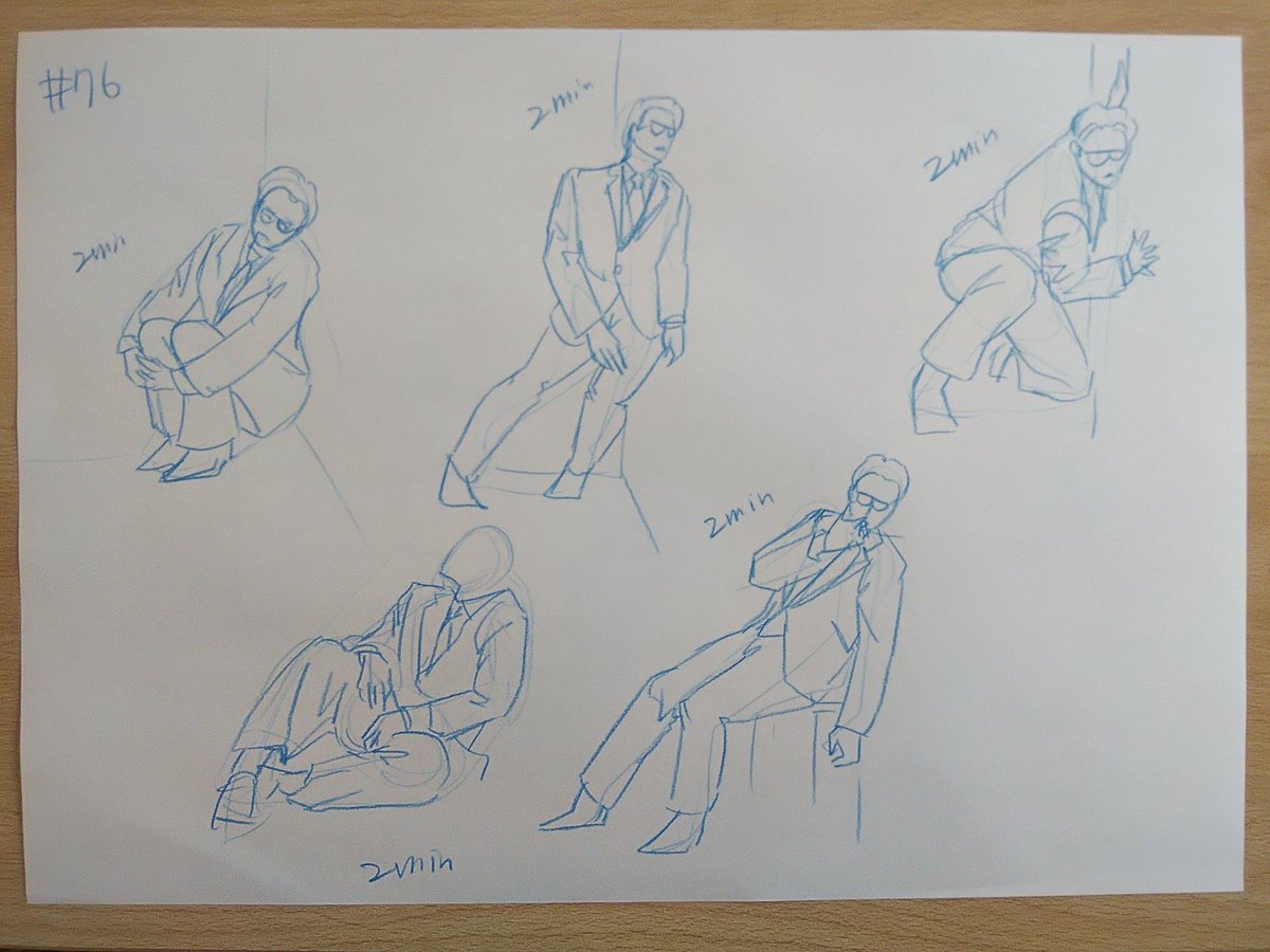 #さとまこクロッキー
#今日のクロッキー

＃75&amp;76
前回に引き続き壁のシリーズ。
描き進めると、パーツ同士や体と壁のラインが合わなってきたりした。まだ壁は続くので明日は改善したい。 https://t.co/6U8l2uRPwE