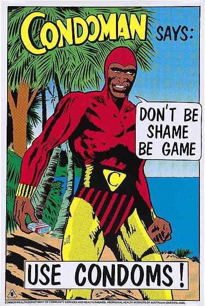 closethegapOZ's tweet photo. @PhillipAdams_1 Hey Phillip we must correct you that we don’t have any Australian Superheroes 

In 1987 #CondomMan was introduced in #FNQ ACCHO health services and in 1990 @CAACongress introduced #CuzCongress see 30 min TV series ⬇️ : Both still active nationally 

https://t.co/V8YxdMxl2G https://t.co/hcR0cCkprD