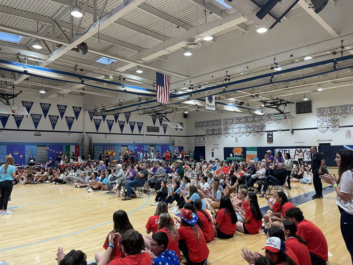 Relay for Life underway. The kids persevered to make the most of an unfortunate situation, being forced inside due to the weather. Can’t break their spirit! #PatriotPride #PatriotFamily