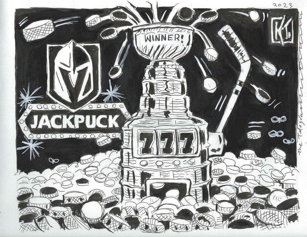 Today’s toon in @StJohnsTelegram 
Vegas hits the Jackpuck!  @VegasGldnKnghts @Vegas @NHL