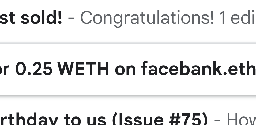 CollinsCustomIP's tweet photo. #ENS sale: 0.25 for #facebank.eth
$5 --> $500 in 2 yrs (minted Nov '21), congrats @facebank! @ensvision https://t.co/yHw5Egsbfq