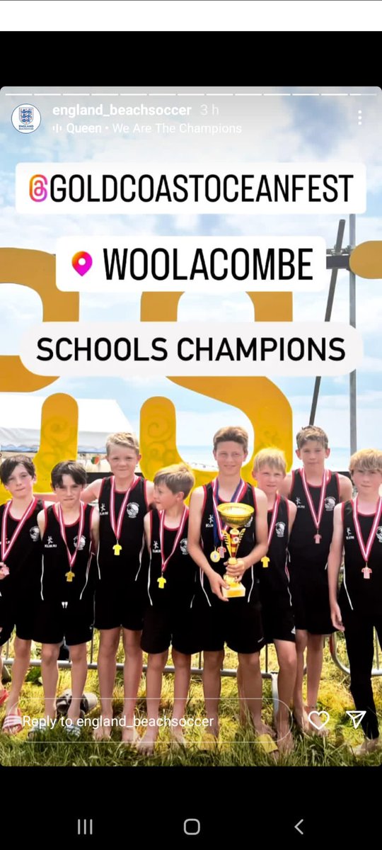 Well done to the year 5/6 boys who became the Oceanfest beach soccer champions for the second year running! Awesome result boys! #england_beachsoccer