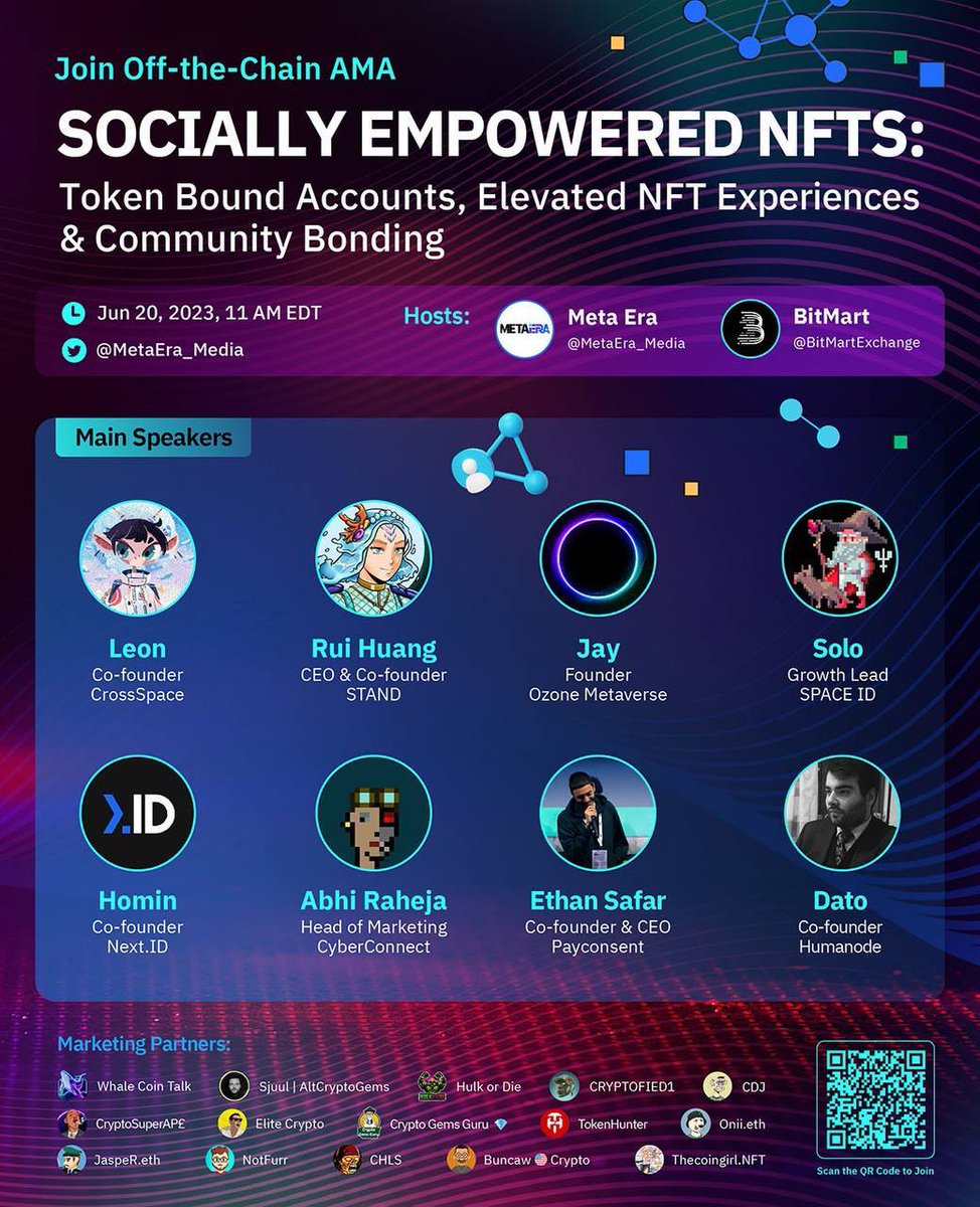 BitMartExchange's tweet photo. 🚨#AMA Alert🚨

Join @MetaEra_Media and us to learn how #NFTs are empowered socially by token bond accounts, elevated #NFT experiences, and community bonding!

⏰ 11 AM EDT, June 20
🔔Set a reminder: https://t.co/c2bYMOUOFY https://t.co/ZJbqcu7FR4