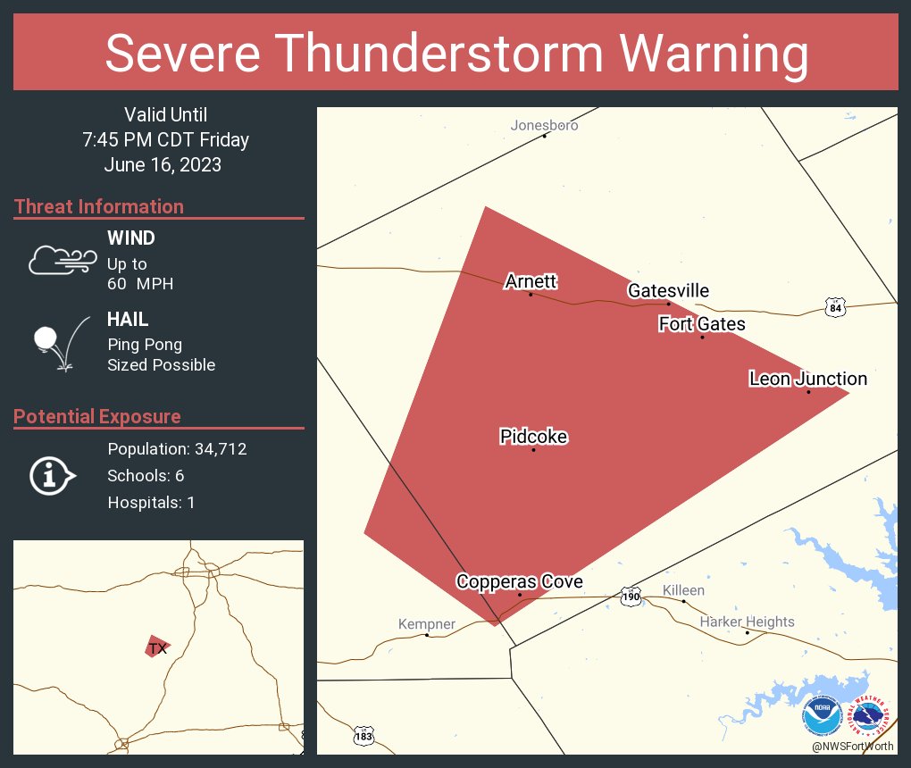 NWS Fort Worth on Twitter "Severe Thunderstorm Warning including Copperas Cove TX, Gatesville