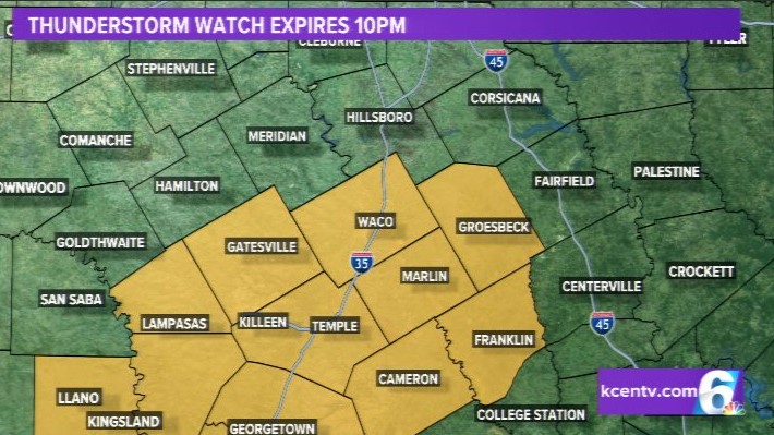 A Severe Thunderstorm Watch has been issued until 10 p.m. as multiple Severe Thunderstorm Warnings are in effect with hail and high winds the threats with these storms.  Make sure to stay weather aware!