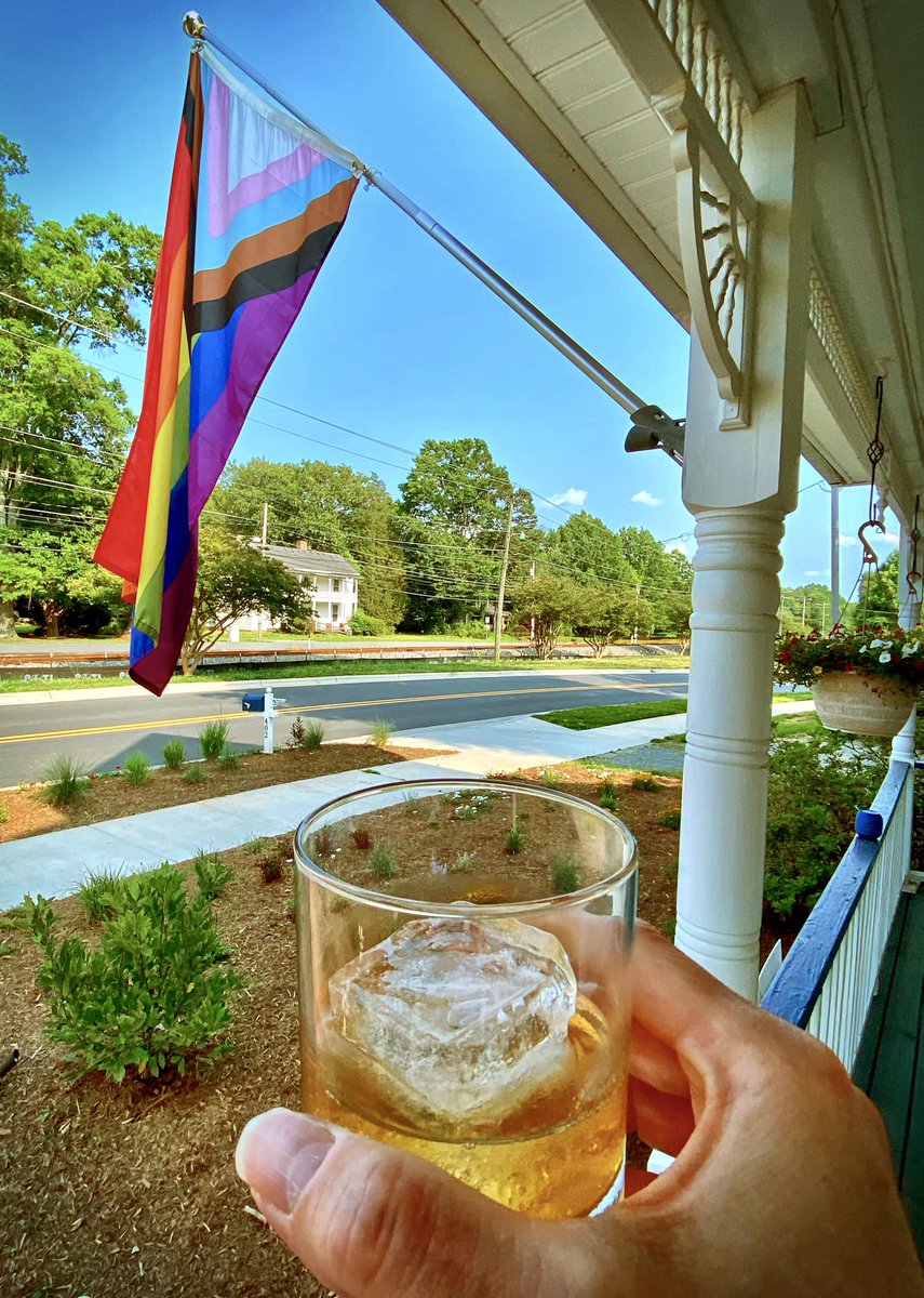presidencies89's tweet photo. After drafting nine pages of a script for an upcoming episode of the Madison presidency series, my better half (aka: my new cohost for the upcoming VPOTUS special series) and I are raising a toast on the front porch to get the weekend started. #POTUS4 #Madison #PrideMonth https://t.co/YAEsAkeEz2